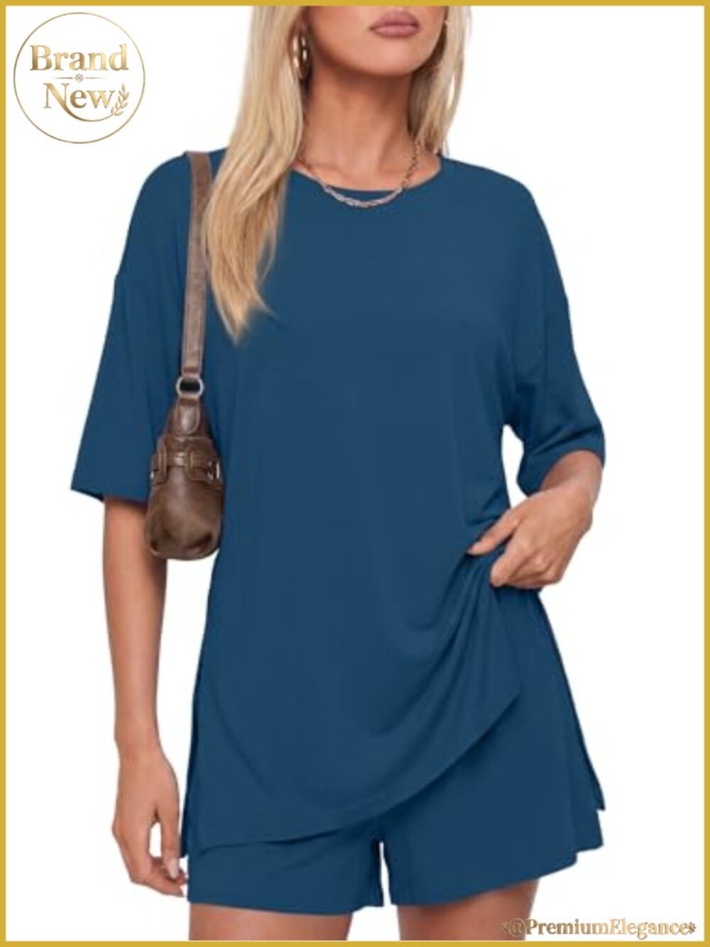 Women's 2 Piece Lounge Set Rayon Spandex Oversized Tee & Drawstring Shorts